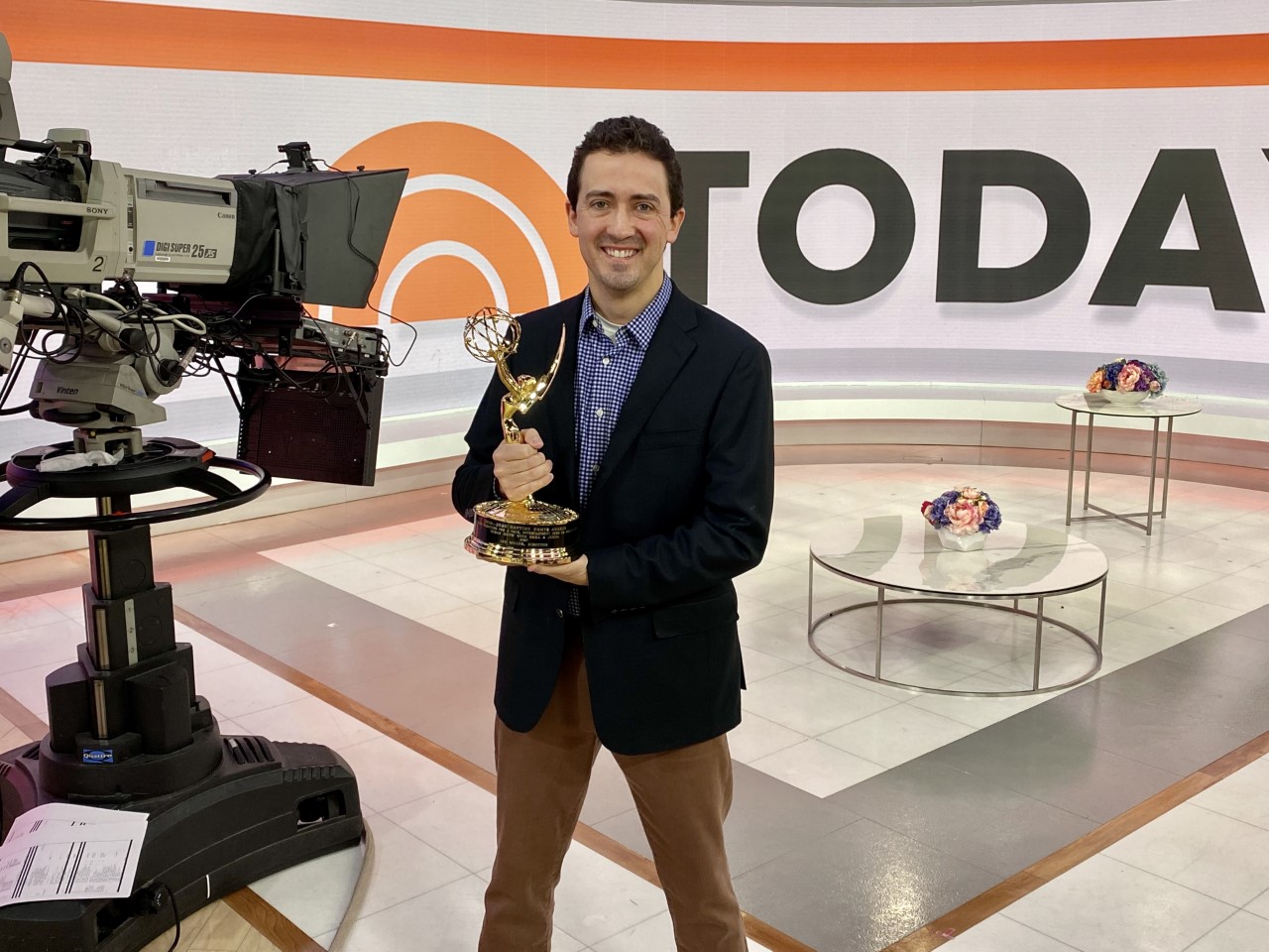 Miller with his Emmy on the TODAY Show set