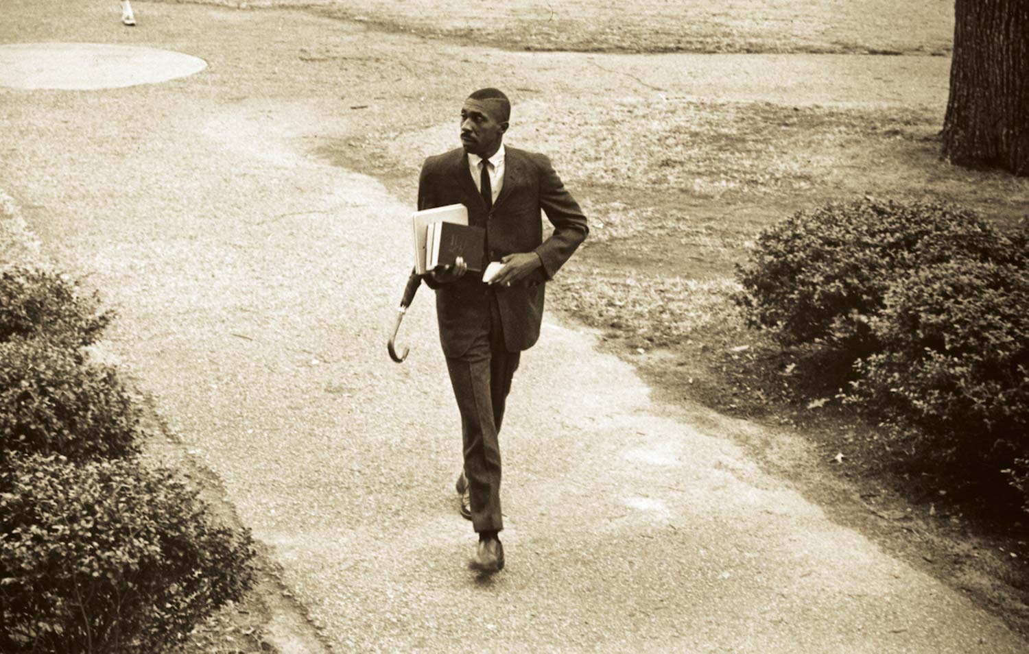 Harold Franklin walking on Auburn University campus.