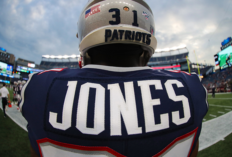 back of Jones jersey in the stadium