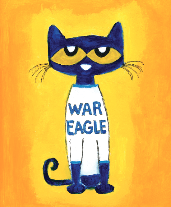 Pete the Cat wearing a War Eagle sweater